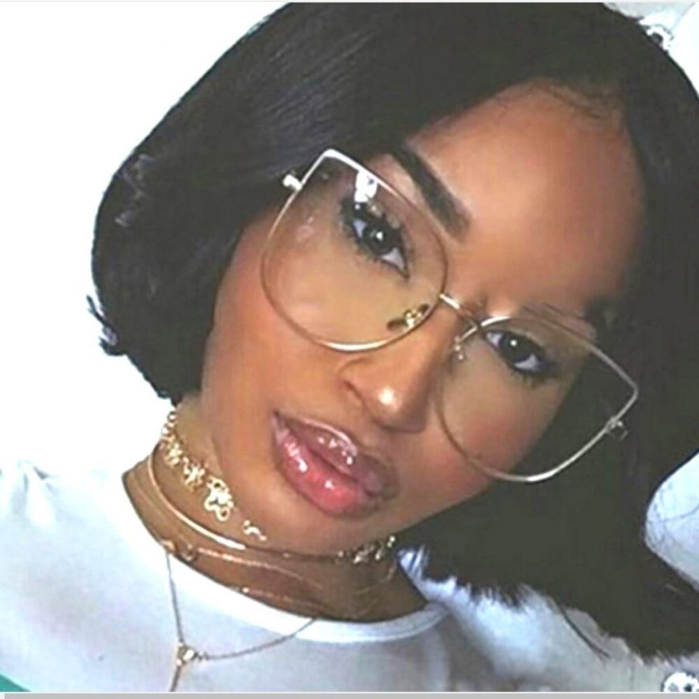 Female Sunglasses Gold Clear Lens Fashion Shades Lady Party Festiva Lentes Gafas